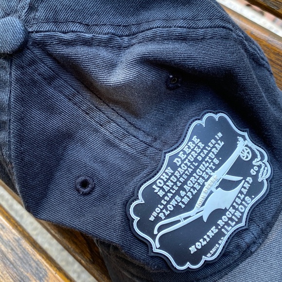 John Deere Black Vintage faded Hat adjustable back strap cap - Picture 11 of 14